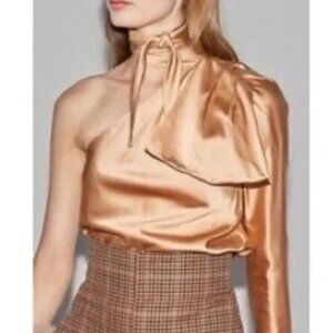 SCANLAN THEODORE Satin Draped Shoulder Top